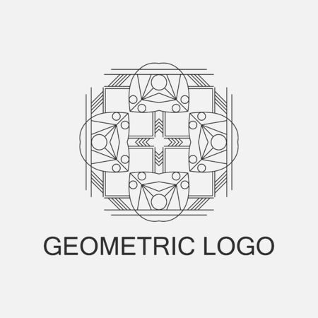 Luxury antique art deco monochrome hipster minimal geometric vintage linearのイラスト素材