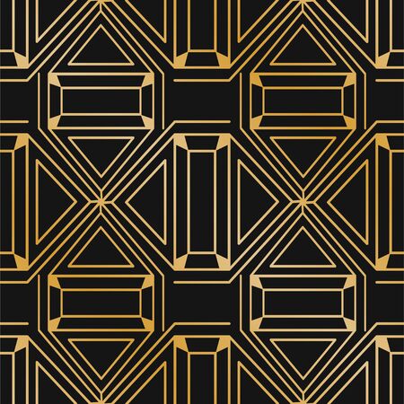 Golden abstract modern background. Vintage seamless art deco pattern. Retro illustration.のイラスト素材