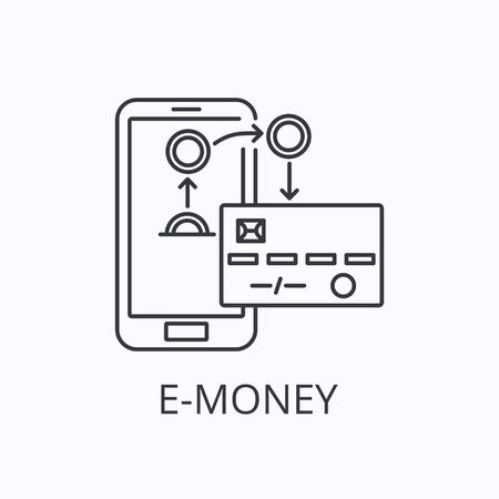 Credit or debit card with e-money and mobile phone. Transferring money concept.のイラスト素材