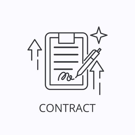 Contract and agreement thin line icon. Document concept. Vector outline illustrationのイラスト素材