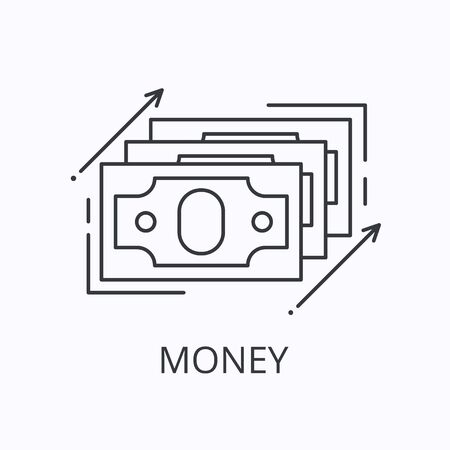 Money thin line icon. Cash concept. Outline r illustrationのイラスト素材