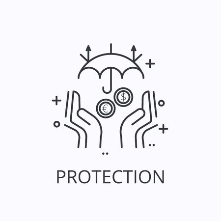 Financial protection thin line illustration. Concept of money safety. Outline vector illustrationのイラスト素材