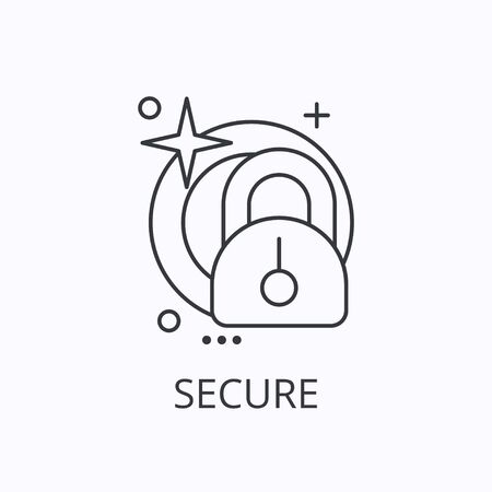 Secure thin line icon. Financial protection concept. Outline illustrationのイラスト素材