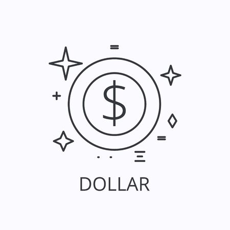 Money thin line icon. Dollar and coin concept. Oultline illustrationのイラスト素材