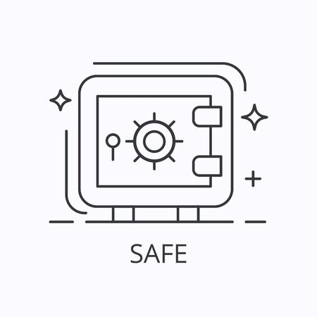 Safe thin line icon. Financial protection concept. Outline illustrationのイラスト素材