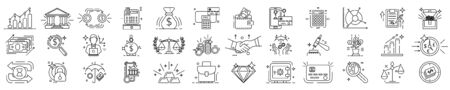 Finance thin line icons set. Business concept. Outline illustrationのイラスト素材