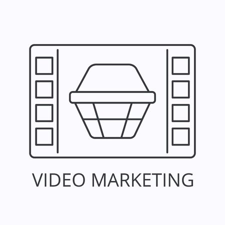 Video marketing thin line icon and concept. Vector illustrationのイラスト素材