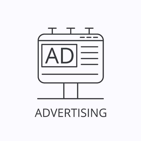 Advertising thin line icon and concept. Vector illustrationのイラスト素材