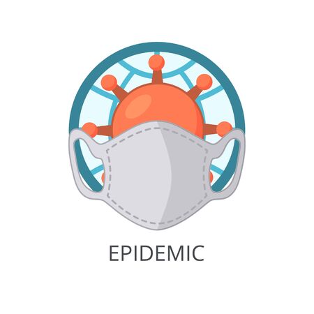 Global coronavirus pandemic concept. Mask and Earth with virus icon. Vector illustrationのイラスト素材