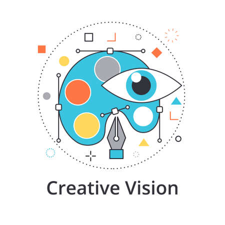 Concept of creative vision in flat line design. Icon in trend style. Modern vector illustrationのイラスト素材