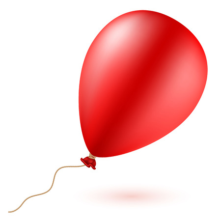 Bright red balloon with rope isolated. Birthday or party acsessory.のイラスト素材