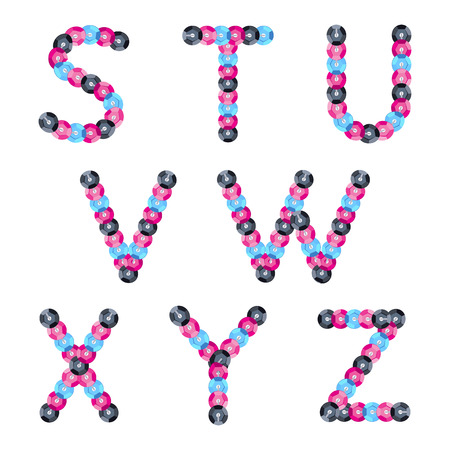 Colorful sequins alphabet. Glitter letters. ABC illustration.のイラスト素材