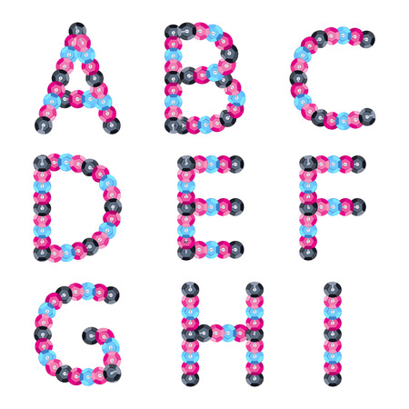 Colorful sequins alphabet. Glitter letters. ABC illustration.のイラスト素材