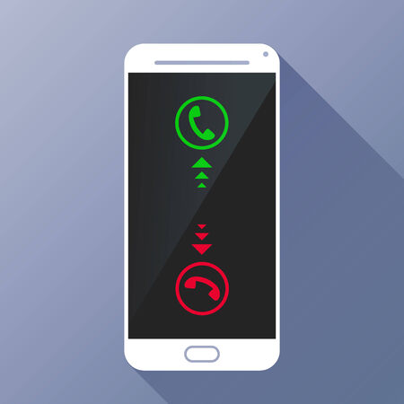 White Touchscreen Smartphone with incoming call on display. Flat design.のイラスト素材