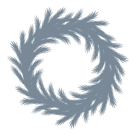 Christmas tree wreath silhouette. Spruce branches. Holiday design.のイラスト素材
