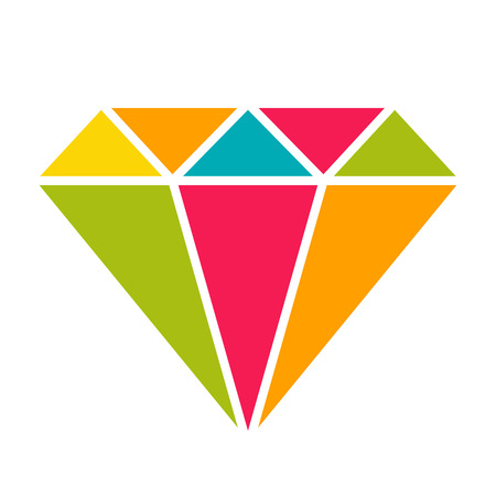 Colorful gemstone icon in simple flat style.のイラスト素材