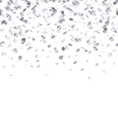 Silver confetti background. Seamless horizontal pattern. Metallic foil.のイラスト素材