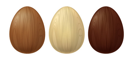 Set of wooden eggs for painting. Good for easter designs. Light and dark wood texture.のイラスト素材