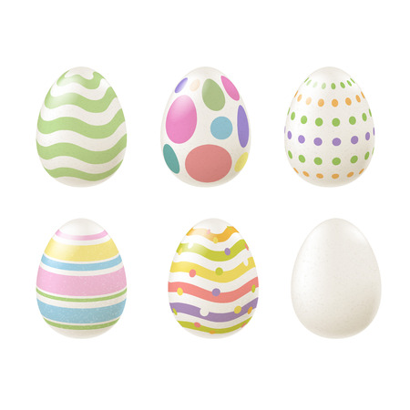 Set of colorful Easter eggs in pale colors. のイラスト素材