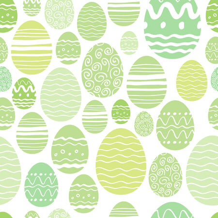 Seamless random easter eggs pattern in green color.のイラスト素材