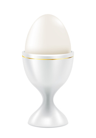 White egg in cup with golden stripe. Easter breakfast food.のイラスト素材