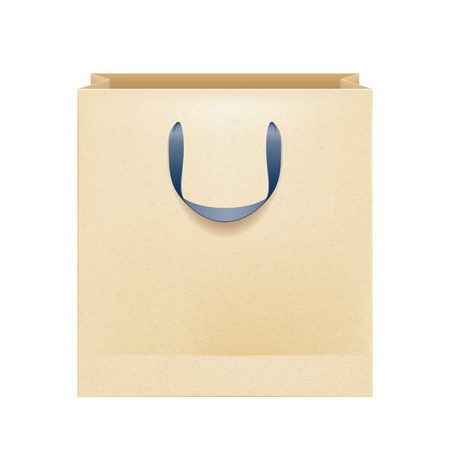 Blank brown paper bag with black handles. Packaging design mock-up.のイラスト素材