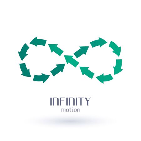 Infinity sign of green arrows. Ecology recycling symbol. Environment protection.のイラスト素材