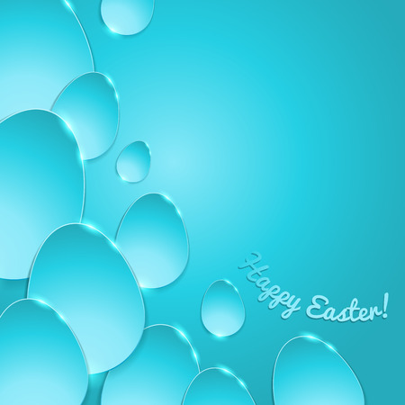 Simple shiny flat eggs on gradient background - turquoise color. Good for Easter design.のイラスト素材