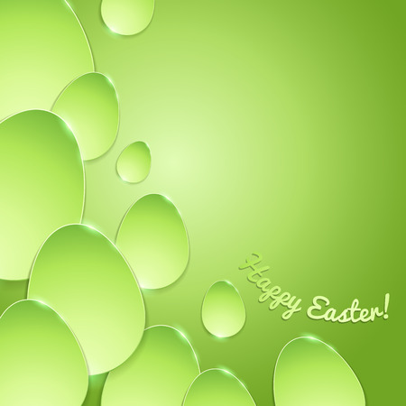 Simple shiny flat eggs on gradient background - green color. Good for Easter design.のイラスト素材