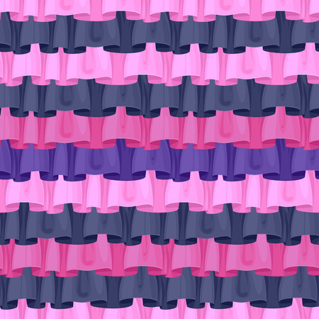 Colorful ruffles seamless pattern. Frills background -pink, black, purple.のイラスト素材