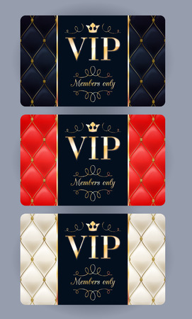 VIP cards with abstract quilted background. Different cards categories. Members only design.