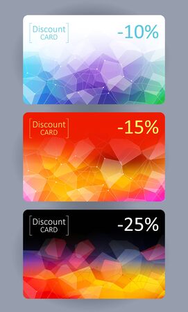 Discount gift cards set. Abstract mosaic faceted background.のイラスト素材