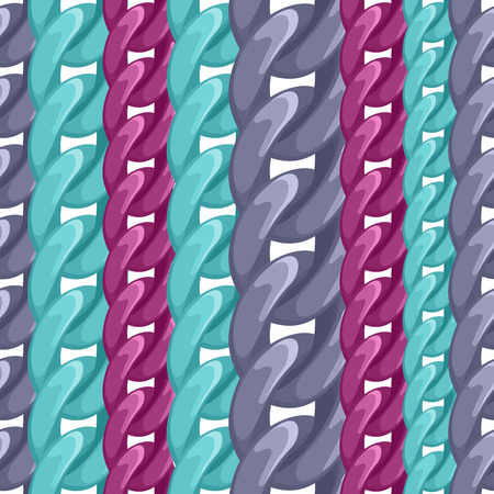 Colorful plastic or metal chains seamless pattern. Gray, purple and turquoise background.のイラスト素材