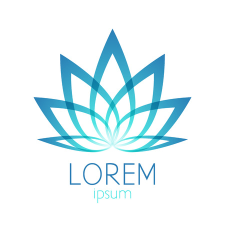 Beautiful turquoise lotus flower  template sign. Good for spa, yoga and medicine designs.のイラスト素材