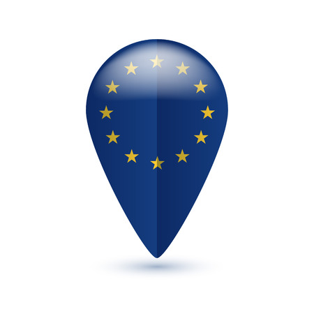 Map location pin with national country flag - EU.のイラスト素材