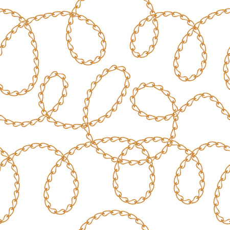 Golden chains on white background seamless pattern.のイラスト素材