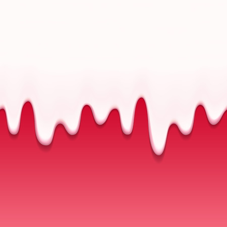 Dripping white milk, cream, paint yogurt on red back. Vector illustration.のイラスト素材