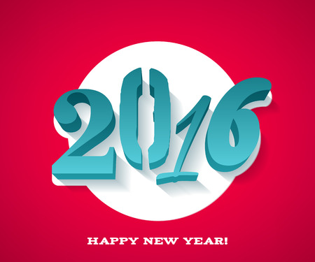 Happy New Year 2016 colorful symbol. Calendar design typography vector illustration. Volume 3d digits design with shadows. Postcard design.のイラスト素材