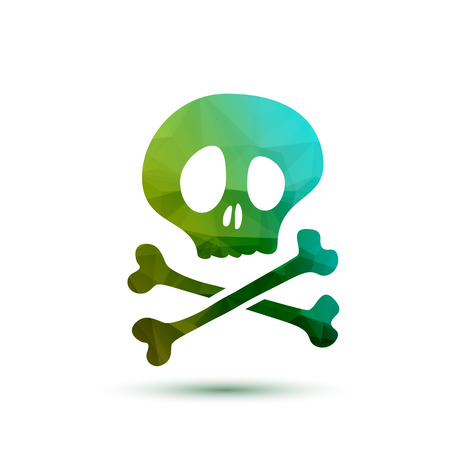 Colorful mosaic faceted skull icon isolated. Halloween symbol.のイラスト素材