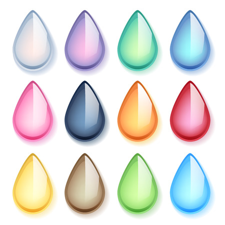Colorful drop tear-shaped pearl gemstones set vector illustration.のイラスト素材