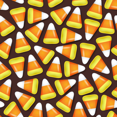 Candy corn sweets seamless pattern vector illustration. Halloween symbol background.
