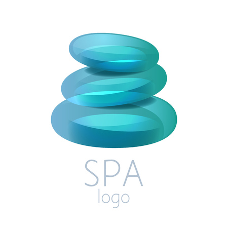Beautiful turquoise spa stones stack sign. Good for spa, yoga center,wellness, beauty salon and medicine designs.のイラスト素材