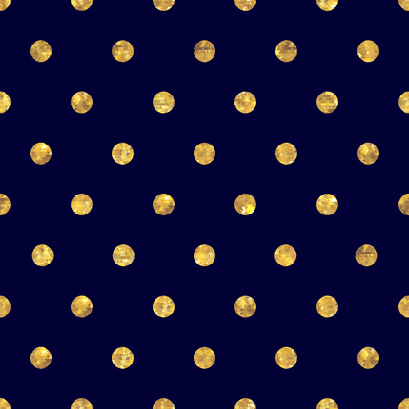 Seamless polka dot golden pattern. Dots of small mosaic faceted triangles.のイラスト素材