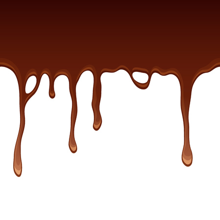 Melted flowing chocolate drips - seamless horizontal border vector illustration.のイラスト素材