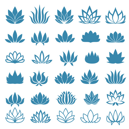 Lotus flower logo assorted icons set. Vector illustration.のイラスト素材