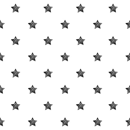 Stars scribble sketch seamless pattern background. Hand drawn vector illustration.のイラスト素材