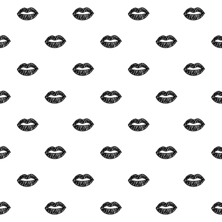 Lips scribble sketch seamless pattern background. Hand drawn vector illustration.のイラスト素材