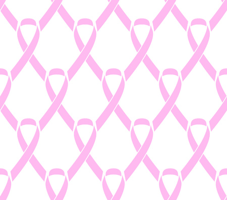 Pink ribbon breast cancer awareness symbols pattern. Vector background.のイラスト素材