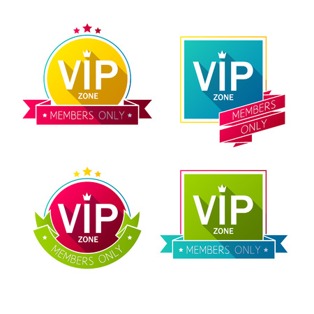 Colorful VIP badges labesl set. Simple flat style design.のイラスト素材