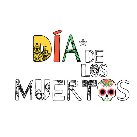 Dia de muertos Day of the dead lettering background. Floral style.のイラスト素材